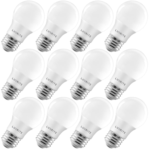 Luxrite A15 LED Light Bulbs 7W (40W Equivalent) 600LM 5000K Bright White Dimmable E26 Base 12-Pack LR21353-12PK - main